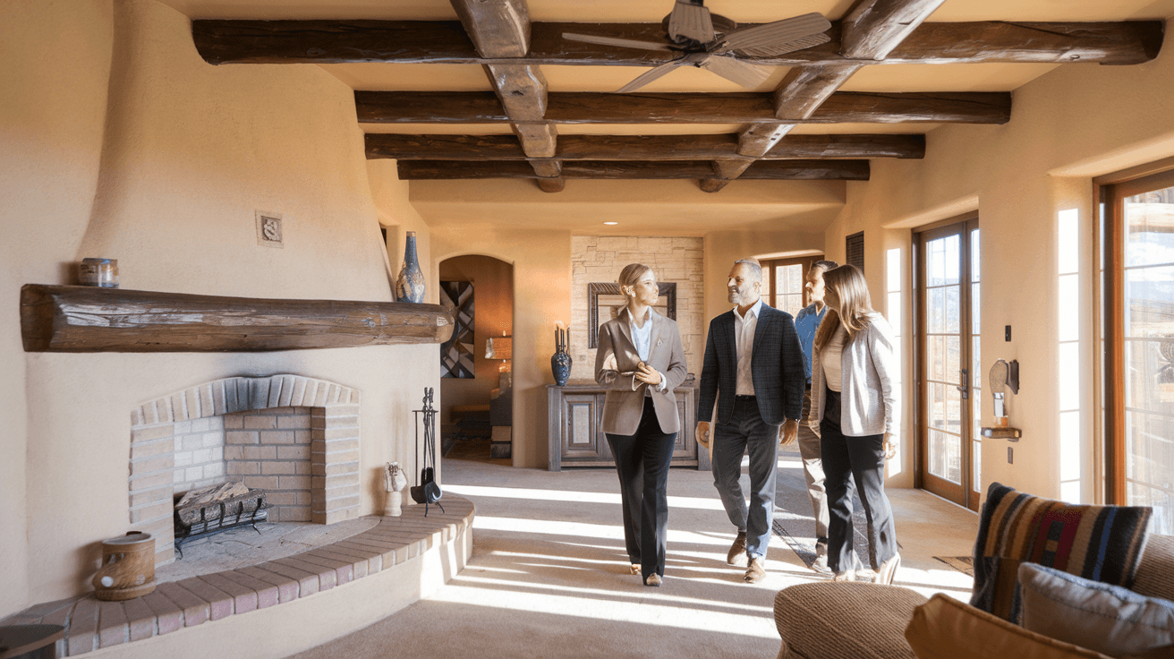 Buyers touring a Southwest-style home in Albuquerque