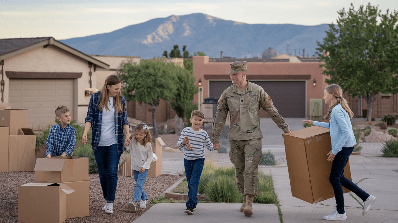 Military family moving into their new Albuquerque home
